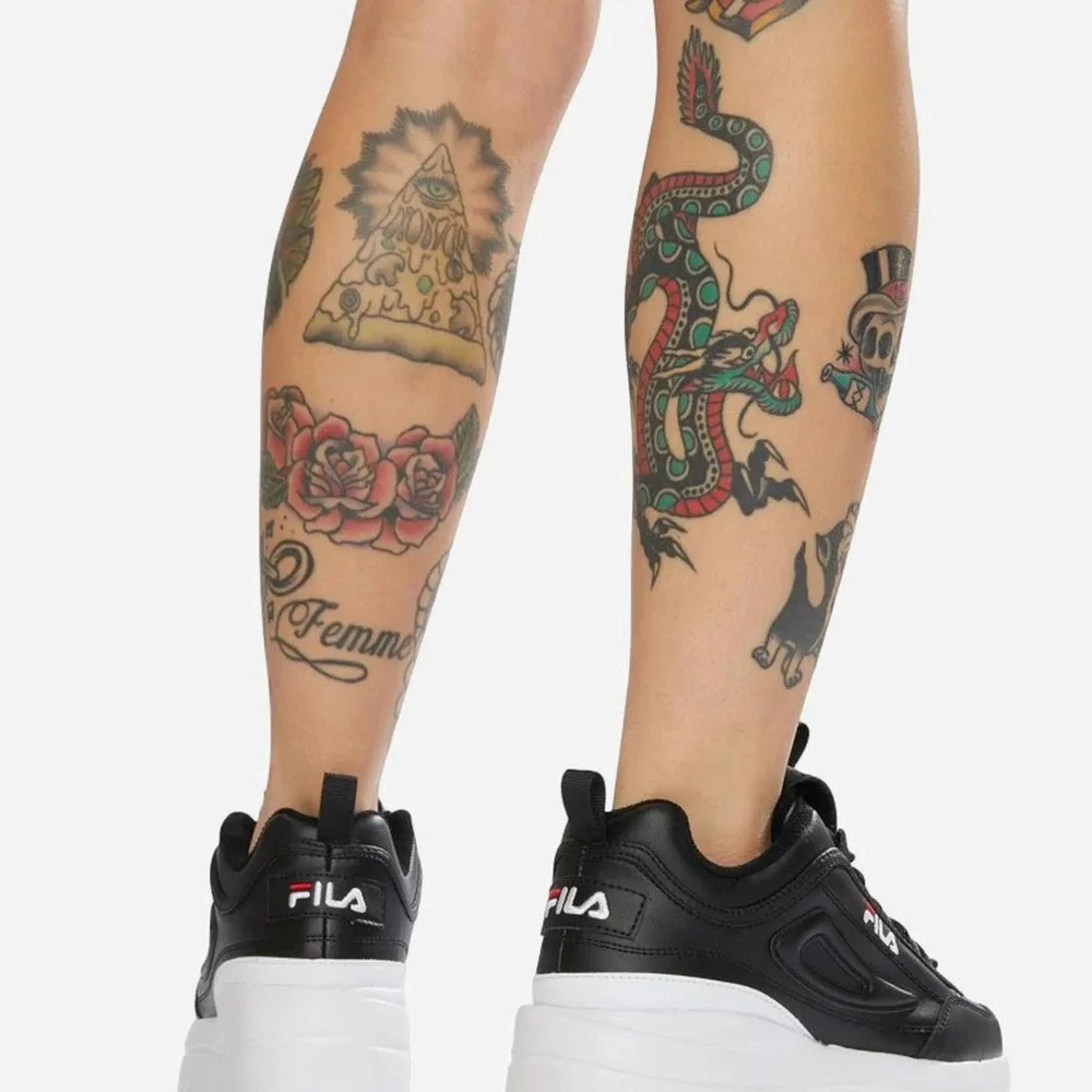 FILA Disruptor II Premium Platform Sneakers‎ Black White sz 6.5 Chunky Shoes NEW